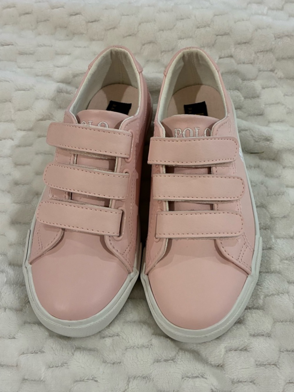 Polo by Ralph Lauren Girls Light Pink Triple-Velcro Sneakers